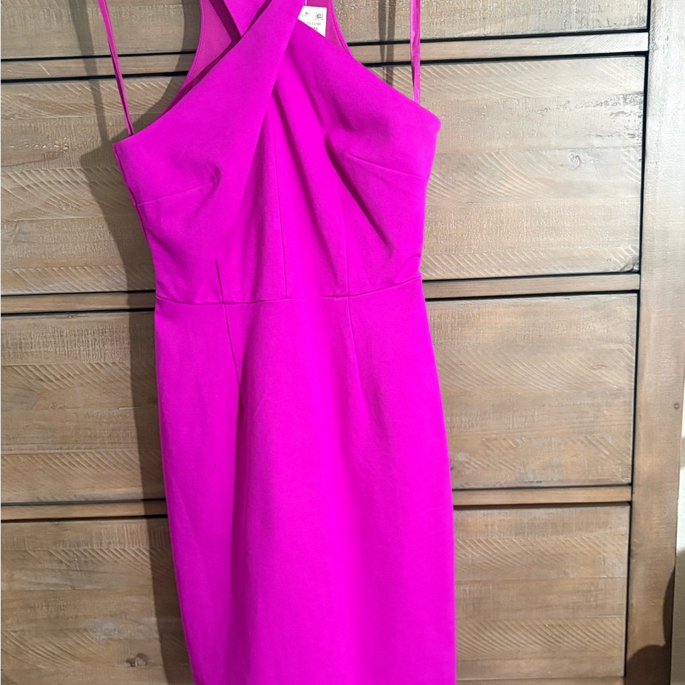 INC International Concepts Fuchsia Cross-Front Spaghetti Strap Midi Dress